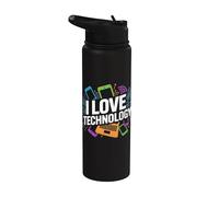 Circuito de computadora portátil para teléfonos inteligentes I Love Technology Stainless Steel Insulated Water Bottle