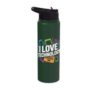 Circuito de computadora portátil para teléfonos inteligentes I Love Technology Stainless Steel Insulated Water Bottle