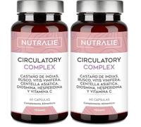 Circulación Complex 1330mg - Diosmina Hesperidina Vid Roja - Circulación Piernas Pesadas - Castaño Indias Centella Asiática Rusco Vitamina C - 60 Cápsulas Nutralie (Paquete de 2)