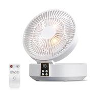 Circuladores de aire de escritorio con luz nocturna LED remota, 3 modos de velocidad, batería recargable de 4000 mAh, ahorro de espacio, plegable, silencioso, ventilador de escritorio USB para