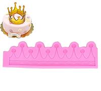 Circular 3D Molde para Fondant Coronaes Molde de Silicona Corona Decoración para Tartas Corona de Silicona Rosa Molde para Manualidades de Fondant(Pink)