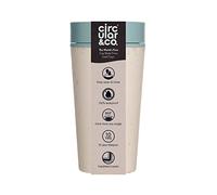 Circular and Co taza de café 340ml - la primera taza térmica para llevar del mundo hecha de vasos de papel desechables, para beber a prueba de fugas con borde para beber de 360 °, azúl-crema