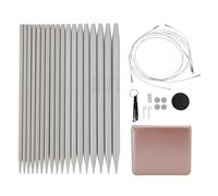 Circular Knitting Needle Set Interchangeable Detachable Aluminum Needles with Cables for Sweater Lace Weaving 18 Pieces 9 Sizes 3.0mm to 6.0mm 4 Cables Storage Bag Accessories