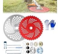 Circular Saw Blade for Weed Trimmers, Steel Wire Grass Trimmer Head, 9" X 36 Teeth Carbide Tip Brush Blades, with Adapter Kit, Weed Wacker Blade for Trimmer, Weeder Brush Cutter (2Set-D)