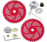 Circular Saw Blade for Weed Trimmers, Steel Wire Grass Trimmer Head, for Weed Trimmers, Weed Brush Cutter Trimmer Head Electric Weedblades, Gas Weedeater, 9" X 36 Teeth (Red*2 set)