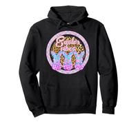 Círculo a Cuadros con diseño de Leopardo con diseño de Tres Conejos de Easter Vibes Sudadera con Capucha