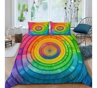 Círculo arcoíris Funda De Edredón 3 Piezas 3D Impresa EEspiral de coloresidaScene con 2 Fundas De Almohada King（220x240cm） 100% Microfibra Juego De Cama para para Adultos Y Niñas