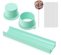 Círculo Cake Pop Moldes Set Cake Pops Maker, molde de pan de jengibre con 20 palitos de papel para postres de chocolate caseros, bodas (verde)