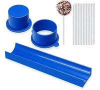 Círculo Cake Pop Moldes Set Cake Pops Maker, molde de pan de jengibre con 20 palitos de papel para postres de chocolate caseros, bodas (azul)