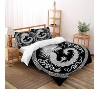 Círculo de dragón Funda De Edrojoón 3 Piezas 3D Impresa Traditional Sky Beast con 2 Fundas De Almohada Double（200x200cm） 100% Microfibra Juego De Cama para para Niñosy Hombres