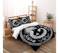 Círculo de dragón Funda De Edrojoón 3 Piezas 3D Impresa Traditional Sky Beast con Funda Almohada Super King（260x220cm） Microfibra Juego De Ropa De Cama para para Niñosy Hombres