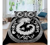 Círculo de dragón Funda De Edrojoón 3 Piezas con Impresión En 3D Traditional Sky Beast con Cremallera Y Funda De Almohada King（220x240cm） Microfibra Ropa De Cama