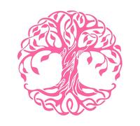 Círculo de mandalas del árbol de la vida, yoga del árbol Calcomanías de letras 36x36cm Decoración de carrocerías Rosa