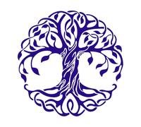 Círculo de mandalas del árbol de la vida, yoga del árbol Calcomanías de letras 54x54.1cm Incluye kit de película de transferencia Azul oscuro