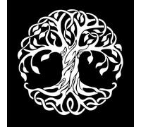 Círculo de mandalas del árbol de la vida, yoga del árbol Calcomanías de letras 54x54.1cm Vinilos para ventanas Blanco