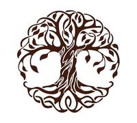 Círculo de mandalas del árbol de la vida, yoga del árbol Calcomanías de letras 72x72.1cm Embellecimiento de paredes Café