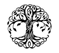 Círculo de mandalas del árbol de la vida, yoga del árbol Decoración de vinilo para pared 36x36cm Varios tamaños Negro