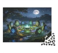 Círculo de Piedra Místico bajo la Luna Puzzle de 1000 Piezas Papel para Adultos Noche Bosque Encantado Juego de Puzzle 1000 Piezas Relajación Regalo 70x50cm/1000pcs