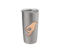 Círculo Juego Divertido Gotcha Mano Meme Te Hizo Mirar Vaso térmico de acero inoxidable de doble pared