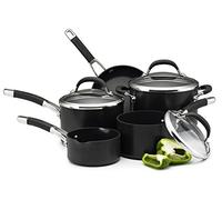 Circulon Juego de 5 sartenes antiadherentes con Tapas de Vidrio y Asas de Agarre Suave, cacerolas Negras aptas para lavavajillas y sartén con garantía de por Vida