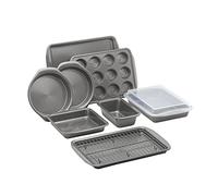 Circulon Momentum - Juego de utensilios para hornear antiadherentes, 10 piezas con bandejas para hornear, moldes para pasteles, bandeja para magdalenas y estante de enfriamiento, acero al carbono,