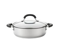 Circulon Sartén antiadherente con tapa, 30 cm, apta para inducción, de acero inoxidable, con tapa de vidrio endurecido, utensilios de cocina duraderos aptos para horno y lavavajillas, color plateado