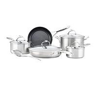 Circulon SteelShield - Juego de 5 sartenes de acero inoxidable, antiadherentes con tornillero ranurado de metal incluido y asas para mantenerse fresco, utensilios de cocina de