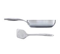 Circulon SteelShield - Sartén de acero inoxidable de 24 cm con volteador ranurado, sartén de inducción con antiadherente híbrido, apto para utensilios de metal, apto para horno y lavavajillas