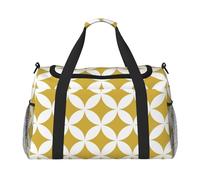 Círculos geométricos clásicos en Mostaza y Blanco.,Bolsas Deportivas, Bolsos de Viaje Deportivos Cruzados de Mano, Bolsas de Viaje de Gran Capacidad para Mujeres y Hombres.