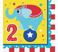 Circus Animals - Servilletas con texto "Happy 2nd Birthday" (16 ct)