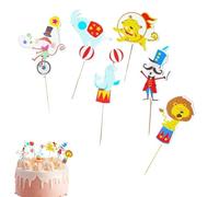 Circus Cake Decorations - Circus Cake Toppers Carnival Cupcake Toppers | 24X Food Snack Picks | Includes Circus Happy Birthday Banner Cake Decoration, Cupcake Pick for Children, Adults