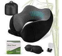 Cirorld Almohada de Viaje Cuello, Cojin de Viaje Cuello para Avión y Coche, Cojin Cervical Viaje Viscoelástica de Espuma Memoria, Ajustable y Compacta, con Máscara de Ojos, Tapones y Bolsa