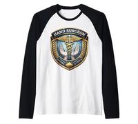 Cirujano de Mano Caduceo Insignia Cirugía de Muñeca Médico Médico MD Camiseta Manga Raglan