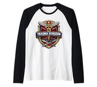 Cirujano de Trauma Cirugía Caduceo Médico Quirúrgico MD Médico Camiseta Manga Raglan