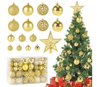 CIRULLI Bolas de Navidad de 101 Piezas - Bolas de árbol de Navidad, Bolas navideñas de plástico Bolas navideñas Doradas - Reutilizables - Ideal para Decoraciones navideñas ∅ 3-6 cm