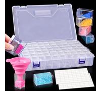CIRULLI Contenedores de Almacenamiento de Pintura de Diamante,60 Rejillas de Compartimento Transparente de Almacenamiento de Bordado para DIY,Uñas,Bricolaje,Manualidades,5D Painting y Cross Stitch