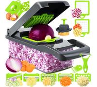 CIRULLI Cortador de verdura 16 en 1,Cortadors manual de verduras, ayuda de cocina todo en uno con recipiente,Cortador de cebolla, picador de verduras para cortar en cubos,rebanar,mandolina de cocina