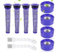 CIRULLI Filtros para Dyson V8, paquete de10 filtros para aspiradoras para Dyson V7 serie V8, 4 postfiltros HEPA y 4 prefiltros,2 cepillos de limpieza,filtros para aspiradora#965661-01 y 967478-01