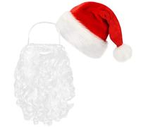 CIRULLI Gorro y Barba de Papá Noel, Sccesorios para Disfraz de Papá Noel para Adultos Gorro y Barba de Papá Noel para Fiestas Navideñas y actuaciones teatrales,gorro de navidad, Decoración Navideña