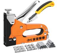 CIRULLI Grapadora madera 4 en 1,Grapadora Manual con 2400 clavos (4 tipos) y 1 quitaclavos,Impacto ajustable, grapadora pared para madera, muebles, alfombras, proyectos de bricolaje