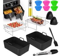 CIRULLI Juego de 19 accesorios para freidora de aire Para Ninja Foodi AF400EU, AF300EU (7,6-9,5 L), Molde silicona freidora de aire，accesorios freidora de aire