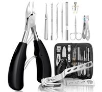 CIRULLI Kit de cortauñas para Uñas de Pies10 Piezas,Kit Profesional en Acero Inoxidable para Manicura y Pedicura,kit uñas para Uñas Gruesas e Incarnadas,Tijeras para Uñas Negras para Hombres y Mujeres