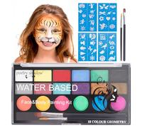 CIRULLI Pintacaras Infantil, Pintura Corporal de 18 Colores,Colores Lavables,Set de Maquillaje Infantil a Base de Agua para Maquillaje de Halloween,Maquillaje de Teatro Infantil,Maquillaje de Navidad