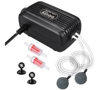 Cirulli Silent Mini Bomba Aire Acuario 5W Ultra-Silencioso 20-40dB,Oxigenador Acuario de Doble Salida con 2 Piedra de Burbujas y 2 Válvula de Retención para Acuarios de 10-300L