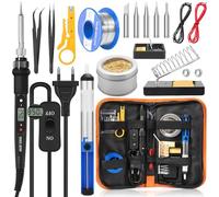 CIRULLI - Soldador de 80 W (350 ℃-500 ℃), kit de soldadura electrónica 17 en 1 con interruptor ON/OFF,5 falla soldador, bomba de desoldar, alambre de soldadura, para trabajos y reparaciones eléctricas
