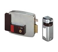 CISA 111731801 - Cerradura eléctrica para aplicar, entrada de 80 mm, cierre manual de mando, techo protector, bajo el cuello, botón, retenedor de día, mano derecha