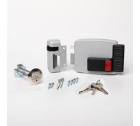 CISA - Cerradura eléctrica para aplicar 111610602N7 - Cerradura eléctrica CISA de acero pintado con botón interior - Cerradura puerta exterior eléctrica Entrada 60 regulable - Mano izquierda