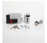 CISA - Cerradura eléctrica para aplicar 111610801N7 - Cerradura eléctrica CISA de acero pintado con botón interior - Cerradura puerta exterior eléctrica entrada 80 regulable - mano derecha