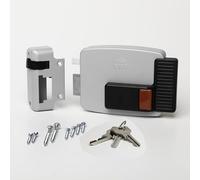 CISA - Cerradura eléctrica para aplicar 111611502N7 - Cerradura electromagnética CISA de acero pintado con botón interior - Cerradura puerta exterior eléctrica entrada 50 regulable - mano izquierda