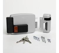 CISA - Cerradura eléctrica para aplicar 111611701N7 - Cerradura electromagnética CISA de acero pintado con botón interior - Cerradura eléctrica exterior 70 ajustable - mano derecha